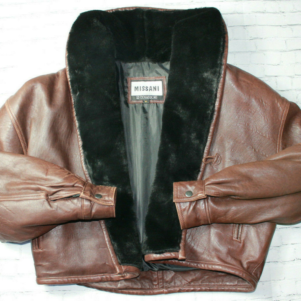 Missani Le Collezioni XL Faux Fur Brown Leather
